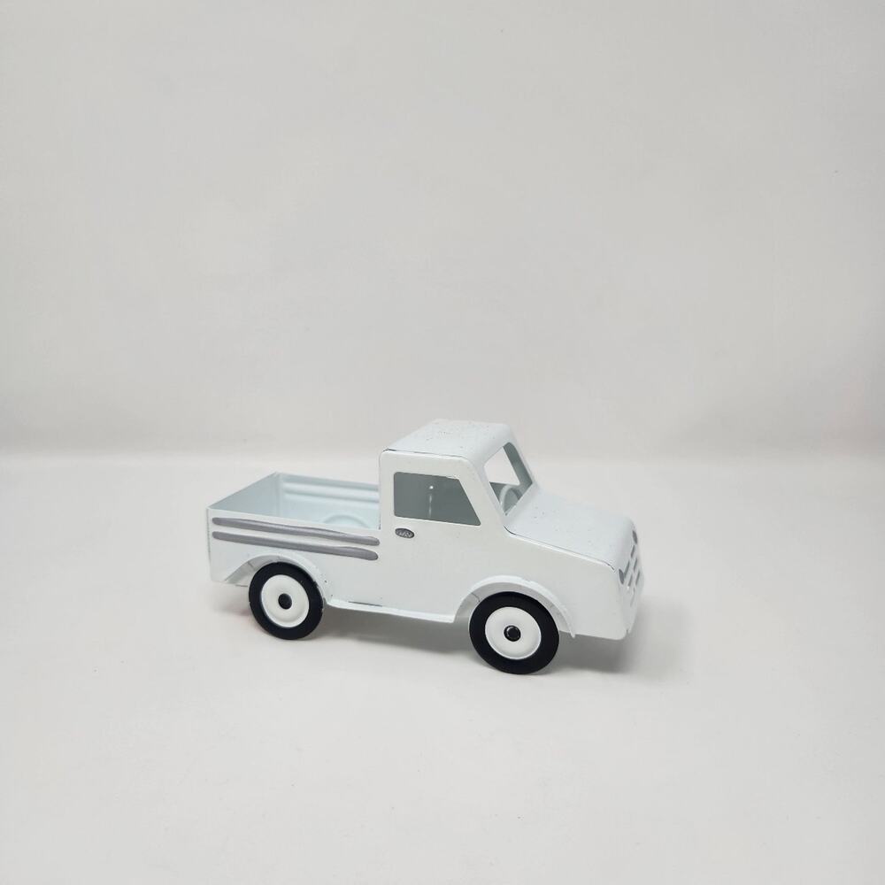 Mini White Metal Truck Decor